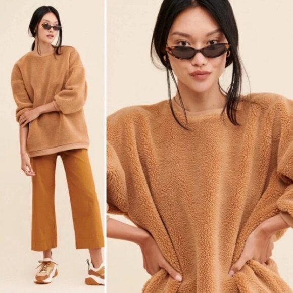 CAPULET Anthro Favorite Teddy Pullover Sweater Fuzzy Sherpa Sweatshirt Top Sz S - Picture 14 of 14